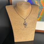 Edwardian Rolled Gold Purple Glass Lavalier Necklace