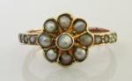 Antique 15ct Gold Natural Pearl Cluster Ring