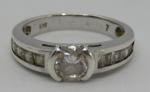 Vintage Art Deco Sterling Silver Zirconia Ring, Size O