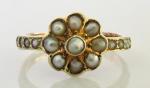 Antique 15ct Gold Natural Pearl Cluster Ring