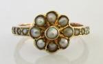Antique 15ct Gold Natural Pearl Cluster Ring
