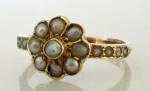 Antique 15ct Gold Natural Pearl Cluster Ring