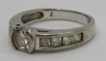 Vintage Art Deco Sterling Silver Zirconia Ring, Size O
