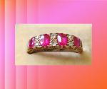 Antique Ruby and Diamond Boat Style Ring