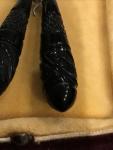 Victorian Whitby Carved Leaf Jet Earrings