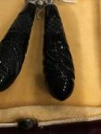 Victorian Whitby Carved Leaf Jet Earrings