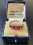 Antique Ruby and Diamond Boat Style Ring