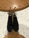 Victorian Whitby Carved Leaf Jet Earrings