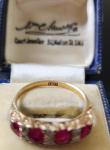 Antique Ruby and Diamond Boat Style Ring