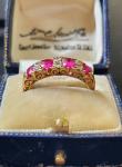 Antique Ruby and Diamond Boat Style Ring