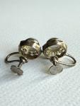 Art Deco Silver Blue Moonstone Screw Back Earrings