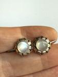 Art Deco Silver Blue Moonstone Screw Back Earrings