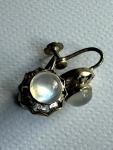Art Deco Silver Blue Moonstone Screw Back Earrings