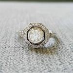 Art Deco 2 Ct Diamond Engagement Ring in 14K White Gold