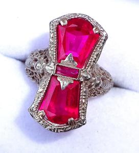 Belais Art Deco 14ct White Gold Ruby Ring