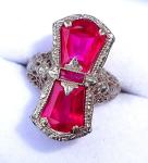 Belais Art Deco 14ct White Gold Ruby Ring