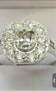 Antique 1ct Diamond Cluster 18ct White Gold