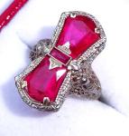 Belais Art Deco 14ct White Gold Ruby Ring