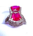 Belais Art Deco 14ct White Gold Ruby Ring