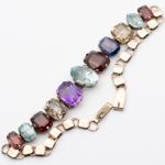 Art Deco 9ct Gold Zircon Garnet Amethyst Bracelet