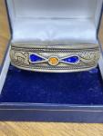 Vintage Berber Silver Blue Enamel Bracelet