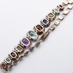 Art Deco 9ct Gold Zircon Garnet Amethyst Bracelet