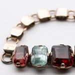 Art Deco 9ct Gold Zircon Garnet Amethyst Bracelet
