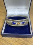 Vintage Berber Silver Blue Enamel Bracelet