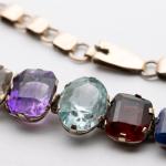 Art Deco 9ct Gold Zircon Garnet Amethyst Bracelet