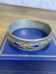 Vintage Berber Silver Blue Enamel Bracelet