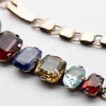 Art Deco 9ct Gold Zircon Garnet Amethyst Bracelet