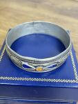 Vintage Berber Silver Blue Enamel Bracelet