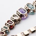 Art Deco 9ct Gold Zircon Garnet Amethyst Bracelet