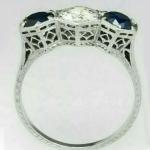 3 Ct Antique Round Cut White & Sapphire Ring
