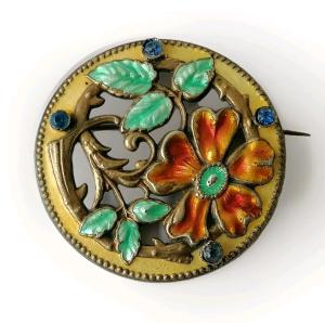 Nouveau Enamel Flower Brooch Vintage Charm