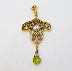 Vintage 9ct Gold Suffragette Pendant with Amethyst