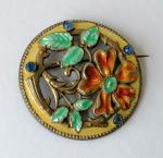 Nouveau Enamel Flower Brooch Vintage Charm