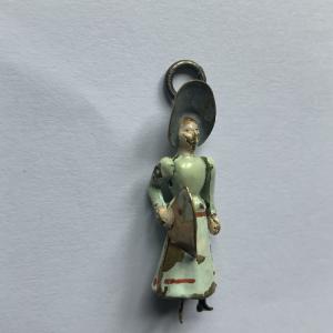 Victorian Enamelled ‘Risqué’ Woman Pendant Charm