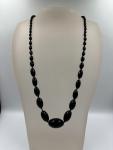 Vintage Black Oval Glass Bead Necklace
