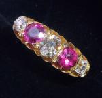 Victorian Gold Ruby & Diamond Half Eternity Ring