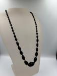 Vintage Black Oval Glass Bead Necklace