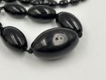 Vintage Black Oval Glass Bead Necklace