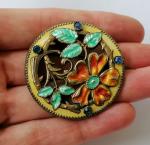 Nouveau Enamel Flower Brooch Vintage Charm
