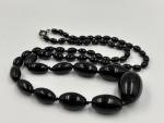 Vintage Black Oval Glass Bead Necklace