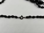Vintage Black Oval Glass Bead Necklace