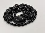 Vintage Black Oval Glass Bead Necklace