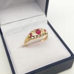 Victorian 18ct Gold Ruby Diamond Ring Size P