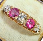 Victorian Gold Ruby & Diamond Half Eternity Ring