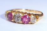 Victorian Gold Ruby & Diamond Half Eternity Ring