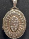 Victorian Silver Book Chain Collar Necklace & Locket